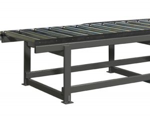 Rollerway for grating and foam panels, with iron or PVC rollers, carrying capacity 240 kg/m, rollers Ø 76 mm