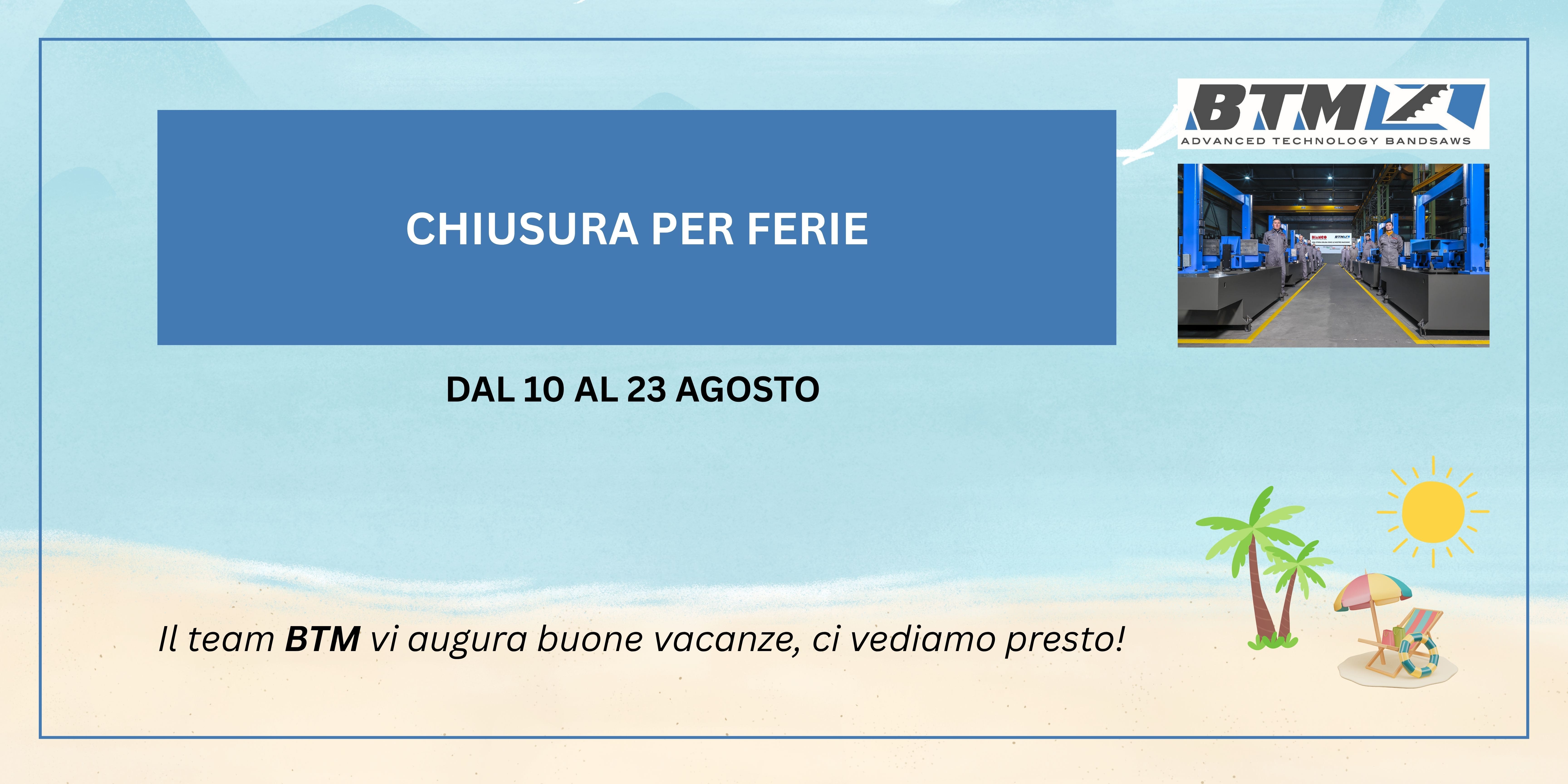 banner per chiusura vacanze 10-23 agosto 2026